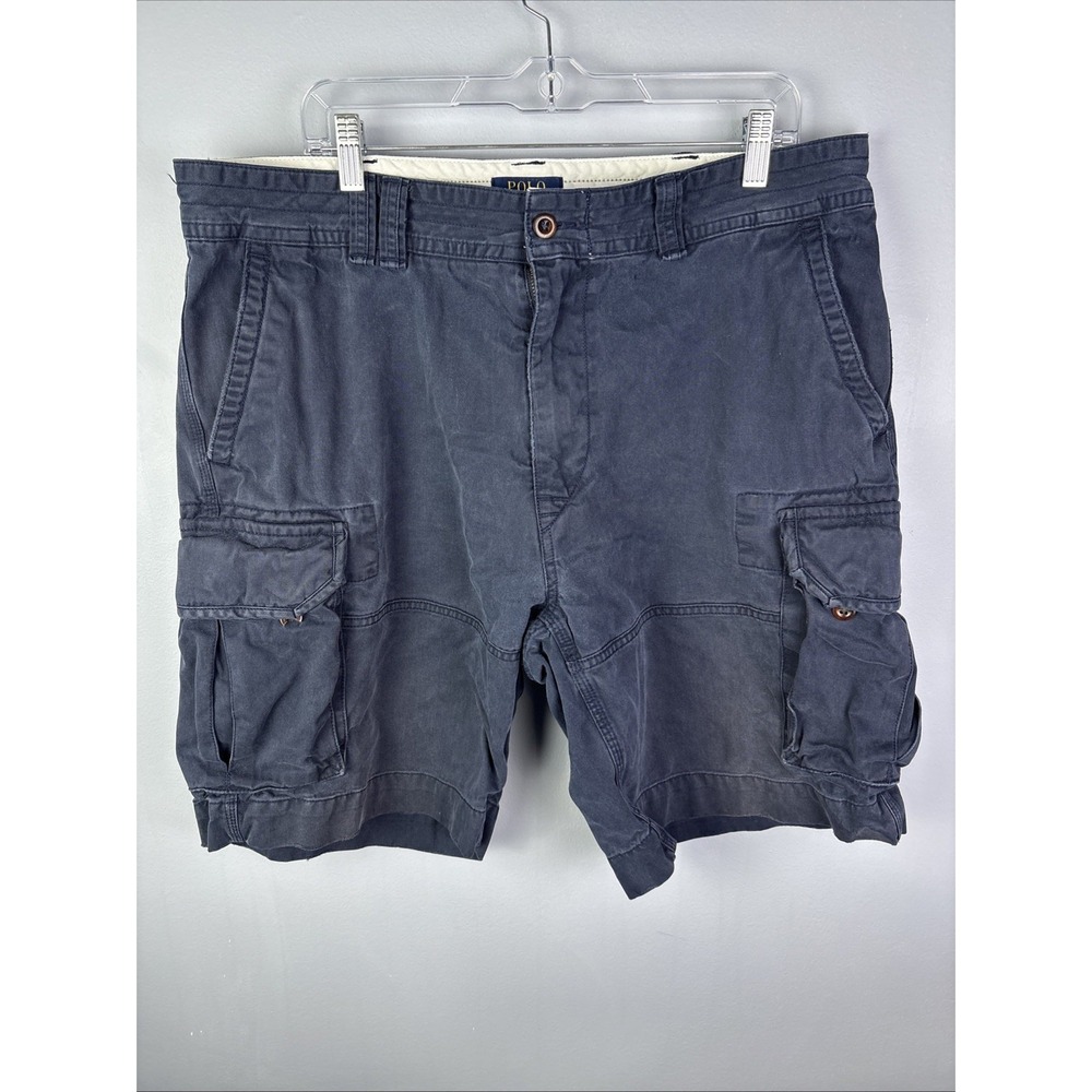 Vtg 90s Polo Ralph Lauren Shorts Men's 38 Blue Cargo Paratrooper Military baggy
